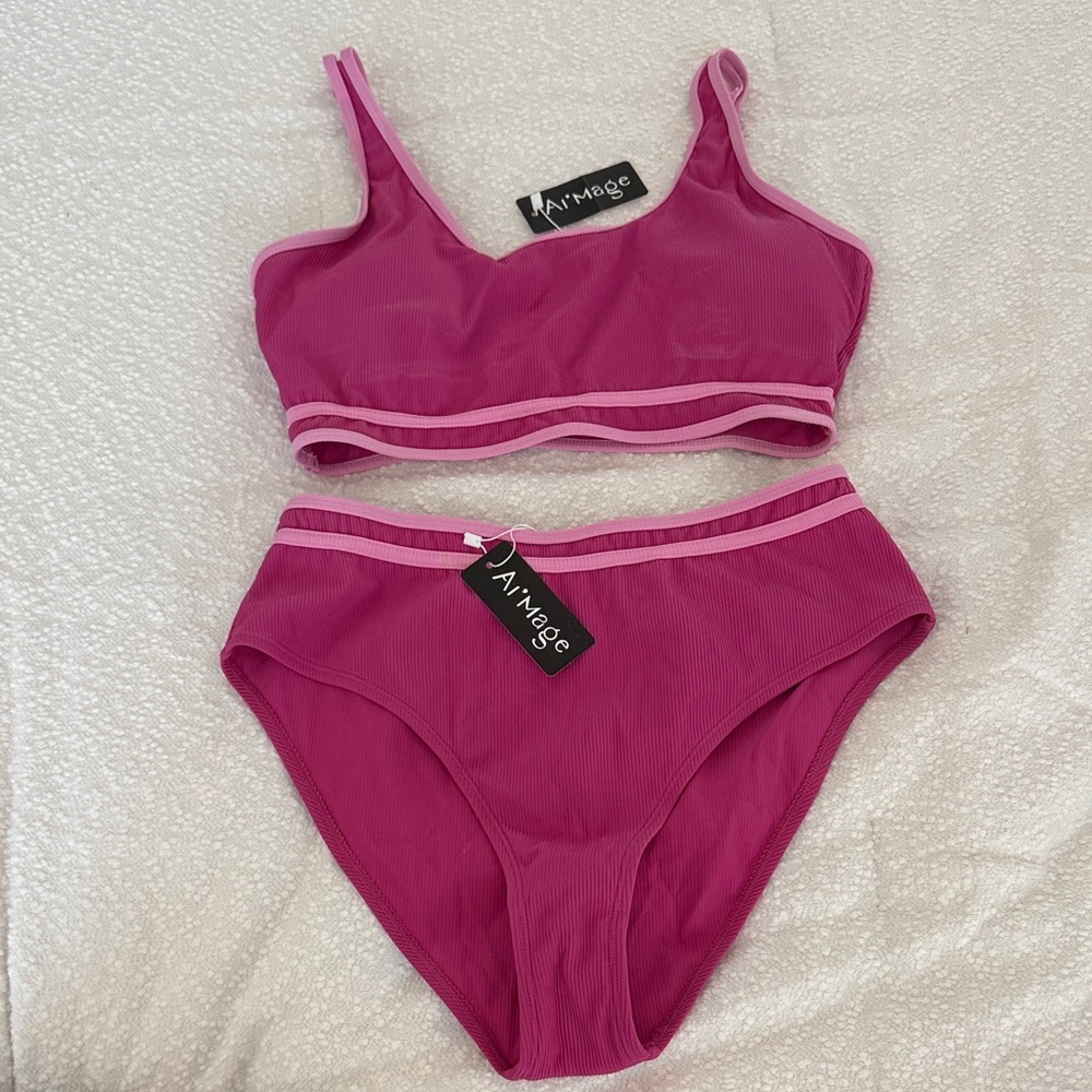 NWT! Ai’mage Fuchsia and Light Pink Bikini Set